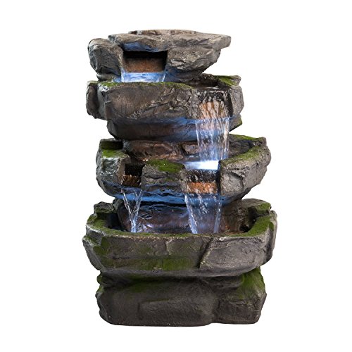 Wilson Rock Fountain Stunning Outdoor Water Feature For Gardensamp Patios Weather Resistant Wled Lightsamp Pump