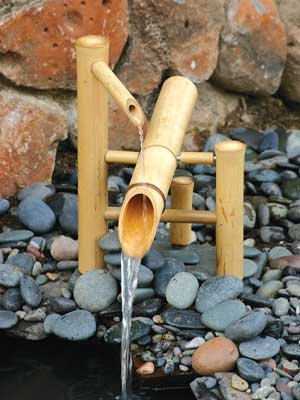 Bamboo Accents Zen Garden Water Fountain 12 inch Shishi Odoshi Rocking Spout with Submersible Pump Kit