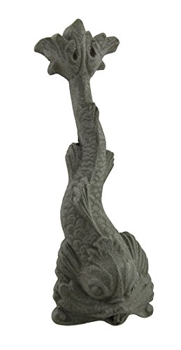 Baroque Dolphin Design Grey Cement Stone Wall Fountain Water Spout 16 Inch