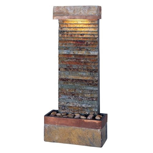 Kenroy Home 50290SLCOP Tacora Horizontal Indoor TableWall Fountain in Natural Slate Finish with Copper Accents