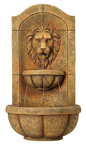 Lion Head Faux Stone Wall Fountain