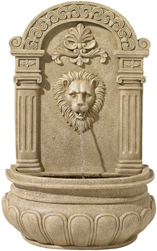 Sand Finish Lion Face Wall Fountain