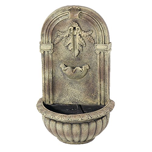 Sunnydaze Florence Outdoor Wall Fountain, Florentine Stone Finish, 27 Inch