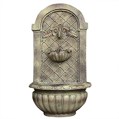 Sunnydaze Venetian Outdoor Wall Fountain, Florentine Stone, 28 Inch