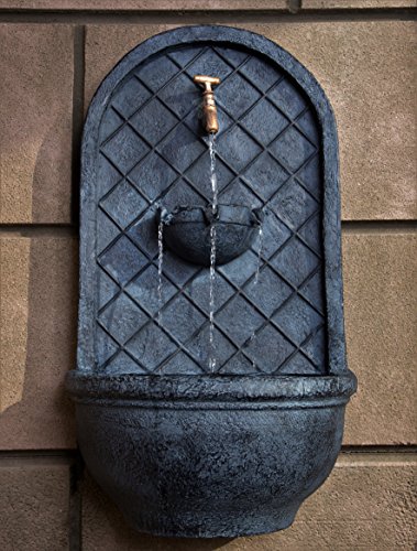 The Milano - Outdoor Wall Fountain - Slate Grey Finish - Water Feature For Garden, Patio And Landscape Enhancement