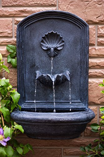 The Napoli - Outdoor Wall Fountain - Slate Grey - Water Feature for Garden Patio and Landscape Enhancement
