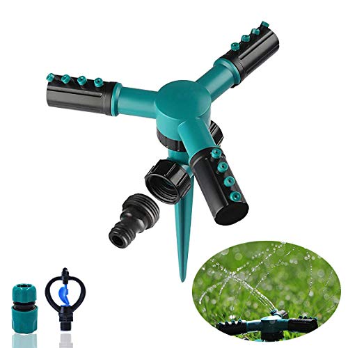 Water Sprinkler Lawn Sprinklers Automatic for Garden Water Sprinklers for Lawns 360 Rotating Adjustable Lawn Irrigation System Watering Sprinkler Covering Large Area Design Durable 3 Arm