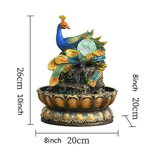 YGZS Decorative Indoor Fountain Resin Indoor Water Feature Indoor Decoration Water Fountain Decorative Sculpture with Led Light&Water Flow-colorfulb 10inch