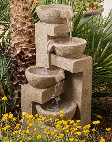 31 Flowing Bowl Garden Fountain - Great Water Feature for Patios Outdoor Spaces Gardens Homes Waterfall Style Flow Fountain Pump Included