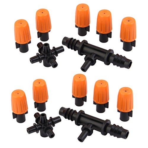 2 Sets Plasic Sprayer Sprinkler Heads Nozzle Kits for Misting Watering Irrigation