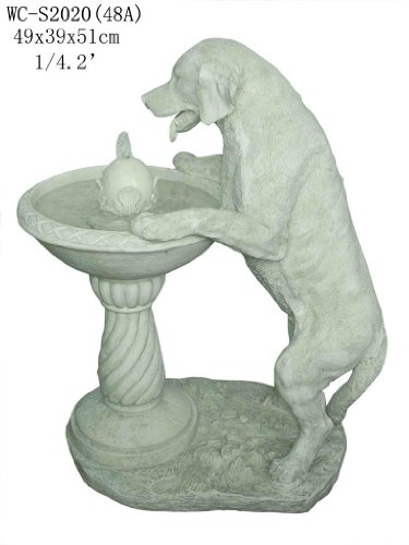Garden Patio Outdoor Indoor White Labrador Dog Statue Sculputure Water Fountain With Pump Medium Size 20H