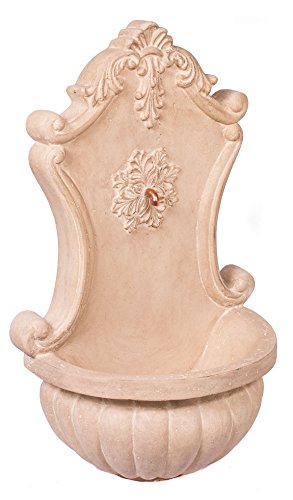 Birdrock Garden Stonecast Wall Water Fountain  Aged Limestone  Includes Water Pump