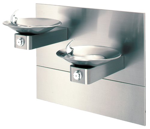 Haws 1001MS Satin Finish 18 Gauge 304 Stainless Steel Barrier-Free Wall Mounted Drinking Fountain with Sculpted Bowl and Back Panel Mounting Frame Not Included