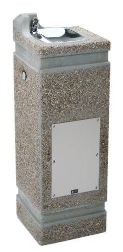 Haws 3121 Vibra-cast Reinforced Lead-free Square Concrete Pedestal Drinking Fountain With Exposed Aggregate Finish