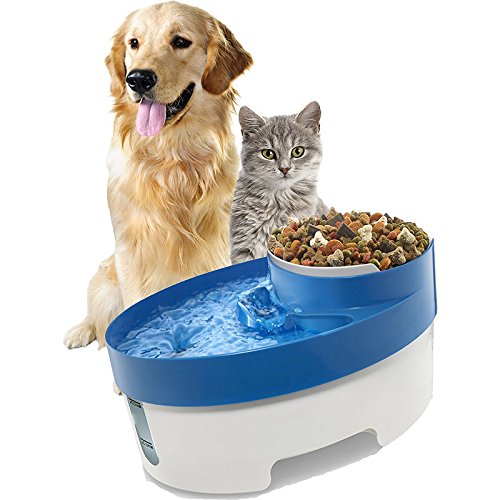 New 3 In 1 Pet Water Fountain Dog Cat Puppy Feeder Bowl Electric Drinking Food Feeder Filtered Drinking W Filter