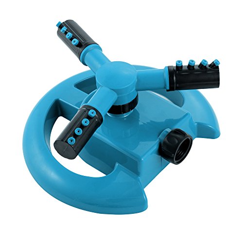 ENROSE Lawn Sprinkler 3-Arm 360-Degree Rotation Water Sprinkler Durable Effective Lawn Garden Sprinkler System BLUE