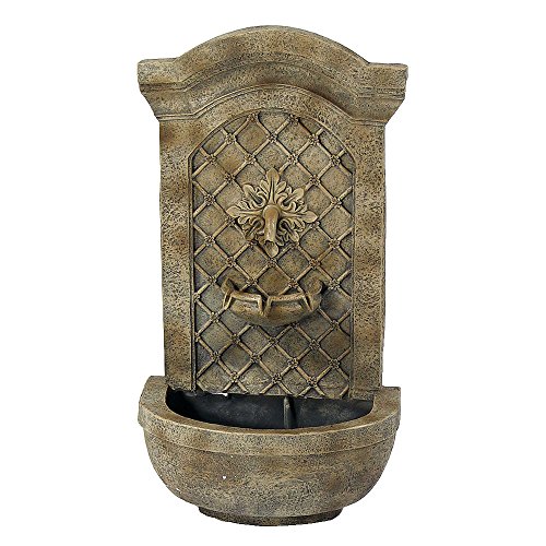 Sunnydaze Rosette Leaf Outdoor Wall Fountain Florentine Stone Finish 31 Inch Tall