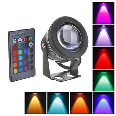 10W Waterproof Outdoor RGB Light LED Flood Light with Remote Control for Landscape Fountain Pond Lighting