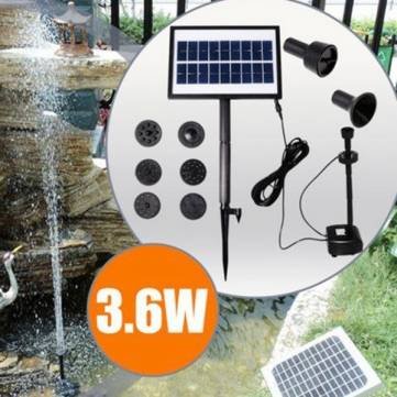 9V 36W Solar Power DC Brushless Water Pump Garden Landscape Fountain With White LED