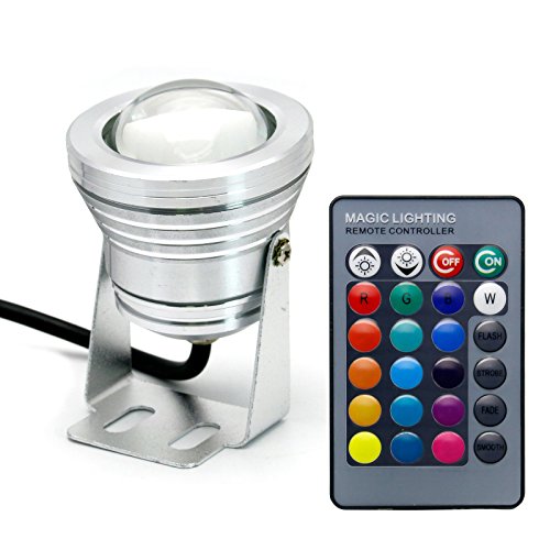 Remote Control 10w 12v Water resistant RGB LED Underwater Light Lamp for Landscape Fountain Pond Lighting Silver