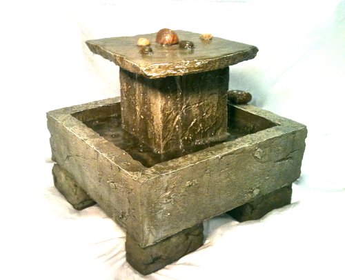 Garden Fountain Cast Stone Tuscan Tier Cascade Rock Concrete Patio Outdoor Rock Garden Water Feature