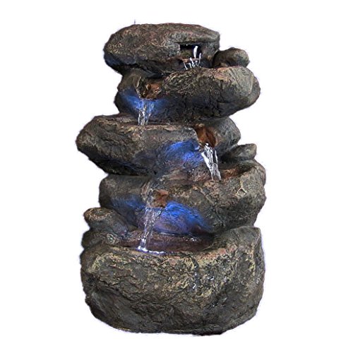 Sunnydaze Stacked Rocks Tabletop Fountain With Led Light