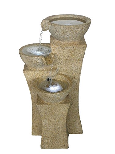 The Veneto - 26 Three Bowl Cascading Waterfall Rock Fountain w3 LED Elegant water feature perfect for your outdoor living space