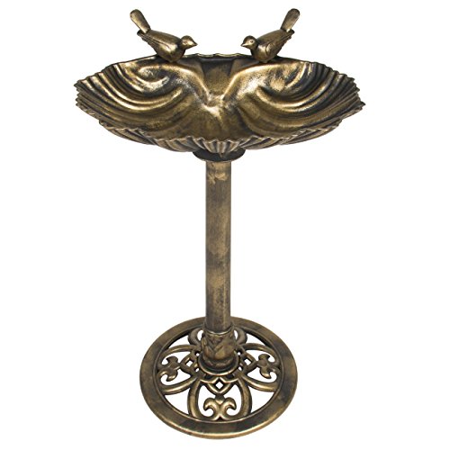 Best Choice Products Sitting Pair Birdbath Antique Gold Pedestal Outdoor Garden Decor Bird Bath