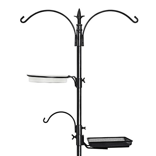 GrayBunny GB-6844 Premium Bird Feeding Station Kit 22 Wide x 91 Tall 82 above ground height A Multi Feeder Hanging Kit and Bird Bath For Attracting Wild Birds