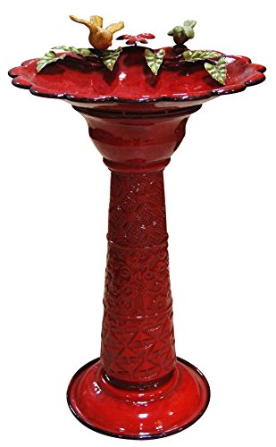 Alpine ORS112RD Metal Birdbath