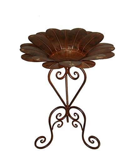 Kelkay Sunflower Scroll Metal Birdbath 17&quot