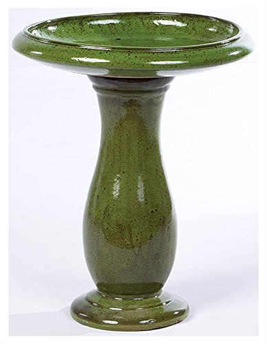 Alfresco Home Mayorca Ceramic Birdbath Island Green