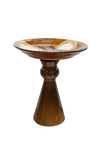 Benzara ALP-TOM134BR Ceramic Bird Bath 16 H