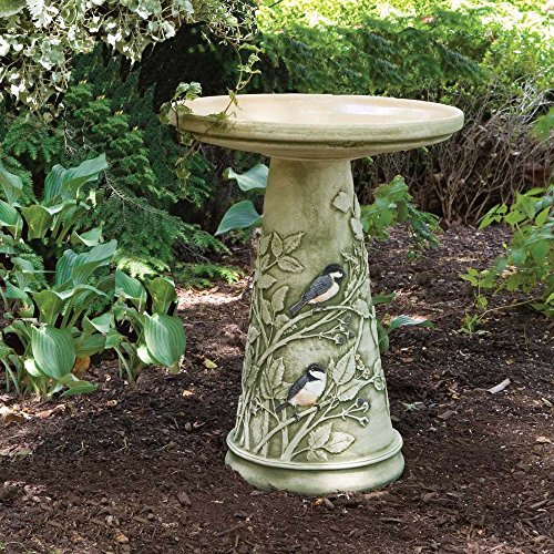 Burley Clay Hand Painted Chickadee Ceramic Bird Bath