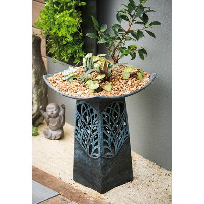 Intricate LED Hand Glazed Ceramic Birdbath