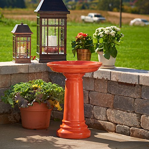 Smart Living STI Group Aviatra 24 H Ceramic Bird Bath Solara Orange