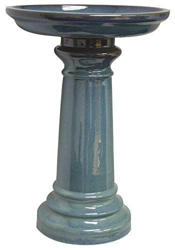 Sun Pottery Gp0110es Ceramic Bird Bath Light Blue