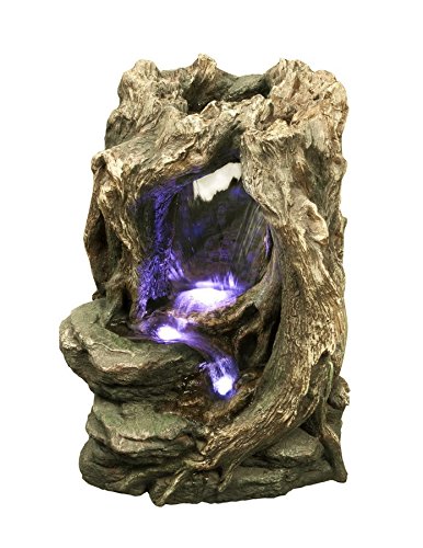 Alexander Log Fountain - LED Lights Included Calming Waterfall Feature Great for Gardens and Patios Realistic Hand Crafted Design Easy to Set Up Pump Included
