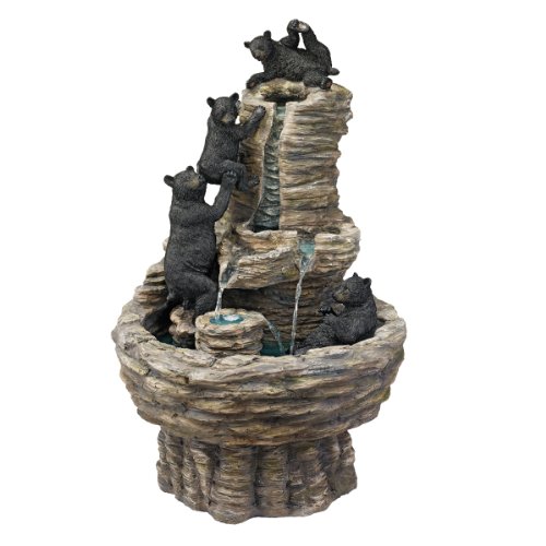 Design Toscano Resin Rocky Mountain Splash Black Bears Garden Fountain