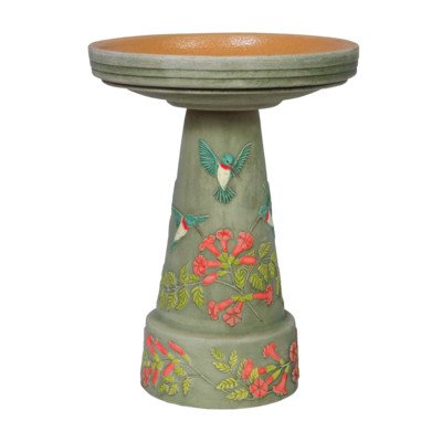 Burley Clay Hummingbird Bird Bath Set