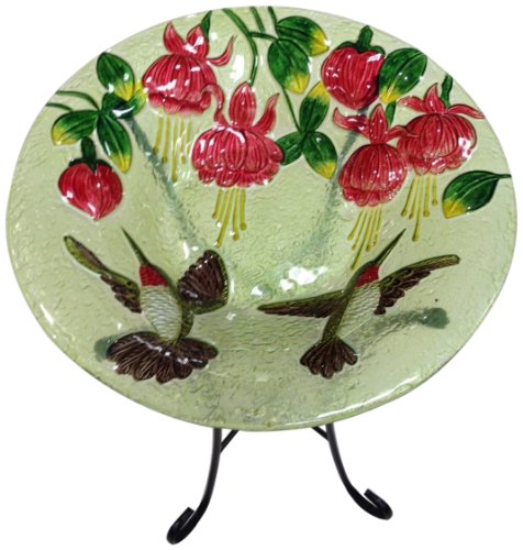 Continental Art Center Cac2607310 Bird Bath Glass Bowl, 13 By 2-inch, Hummingbirds