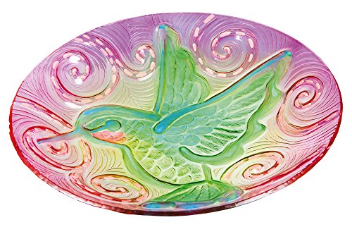 Hummingbird In Flight Hand Painted Birdbath W And Gid Feature