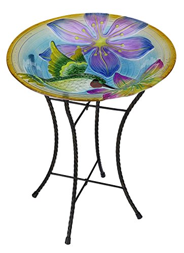 Regal Artamp Gift Hummingbird Glow Birdbath  18&quot