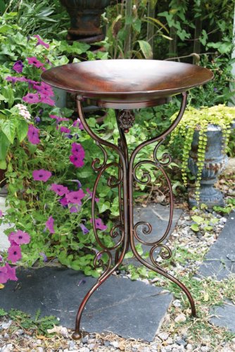 Evergreen Garden23&quot Metal With Decorative Scrolling Stand bird Bath 14x14x23 Inches
