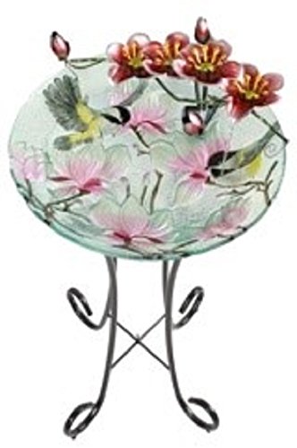 Beckett Corporation Birds and Blossom Birdbath Fountain with Pump and Metal Stand Pastel