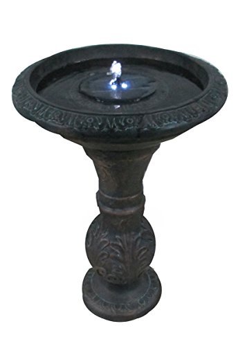 Round Bronze Solar Fountain Solar Birdbath with LED Lights ASF317A