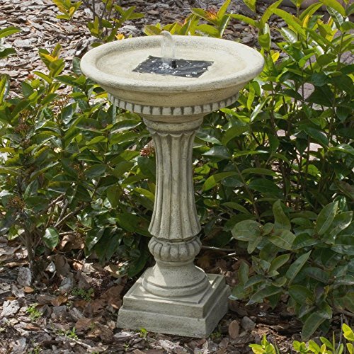 Smart Solar 27686M01  Ashbourne Granite Style Solar Birdbath Water Fountain with Integrated Solar Panel