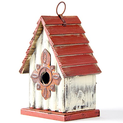 Glitzhome 894H Hanging Garden Distressed Wooden Garden Bird House