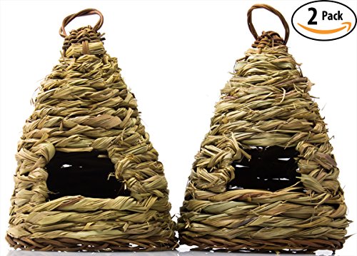 Woven Birdhouse 2 Pack 10 Hive-Style Ideal for Small Birds Hummingbirds to Rest In Bird Houses Are Made of Natural Fiber to Blend Into Your Garden For Outside or Inside Decorative Use