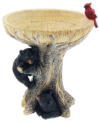 Distinctive Designs Tabletop Birdbath Resin Black Bear Design 105